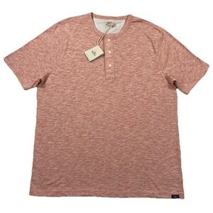 Faherty Short Sleeve Heather Henley Faded Flag Coral Men's Large